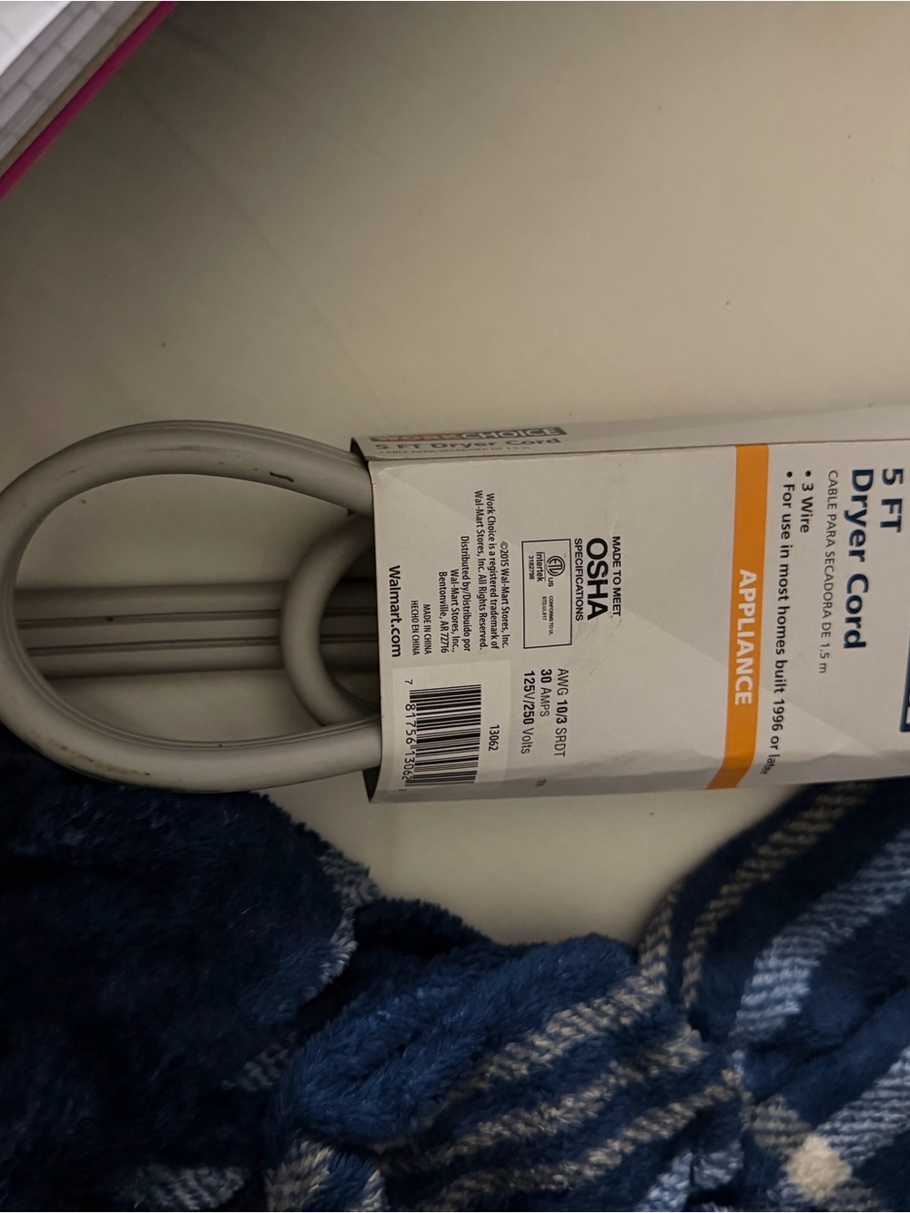 White Appliance Dryer Cord - 5 ft